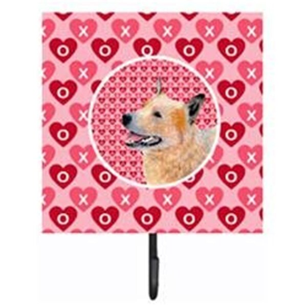 Micasa 4.25 x 7 in. Australian Cattle Dog Valentines Love and Hearts Leash Or Key Holder MI888551 - main
